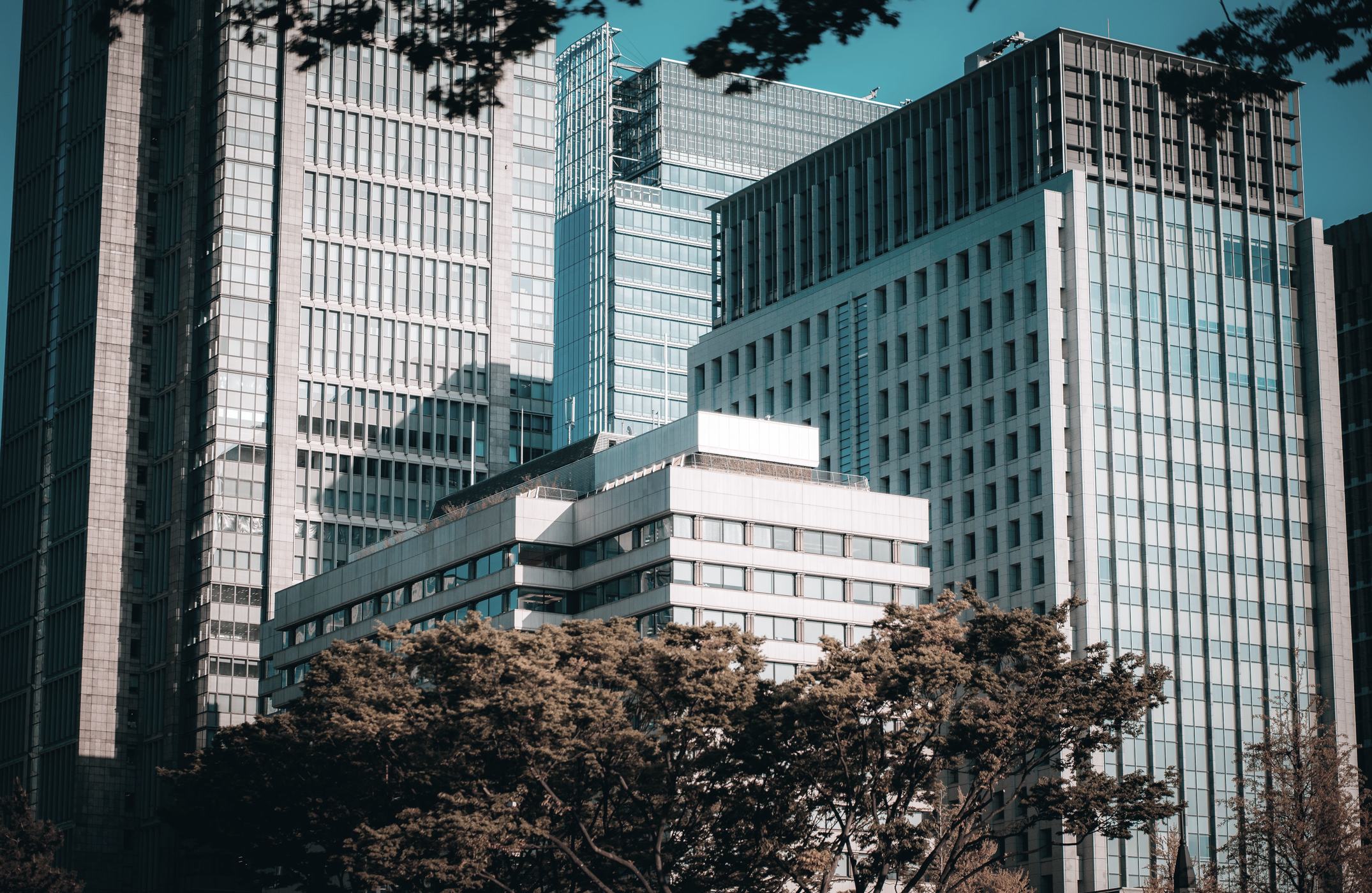 Office towers in a downtown financial district